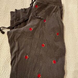 PINK Victoria's Secret Dark Gray Joggers with Red Accents